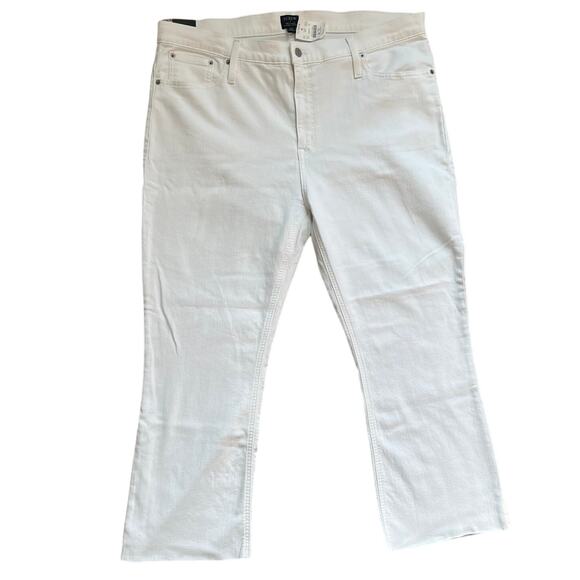 J. Crew White Mid Rise Flare Crop Jeans Raw Hem Plus size 35 NEW Tags Preppy - Picture 2 of 10